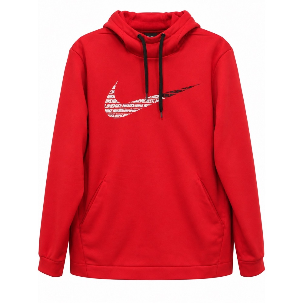 Nike Dri-FIT Mens XL Red Graphic Swoosh Pullover Hoodie Fleece Sweatshirt Active